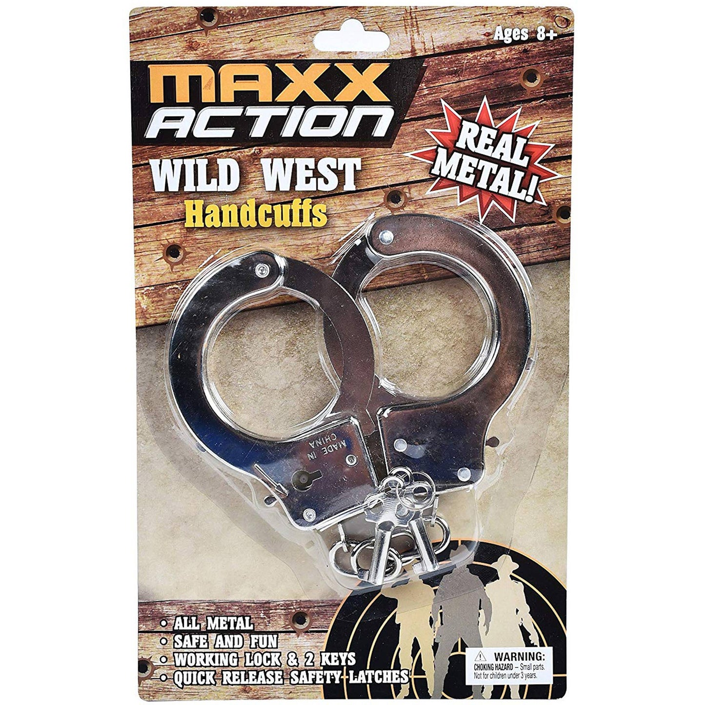 Maxx Action Western Series Metal Toy Handcuffs Display