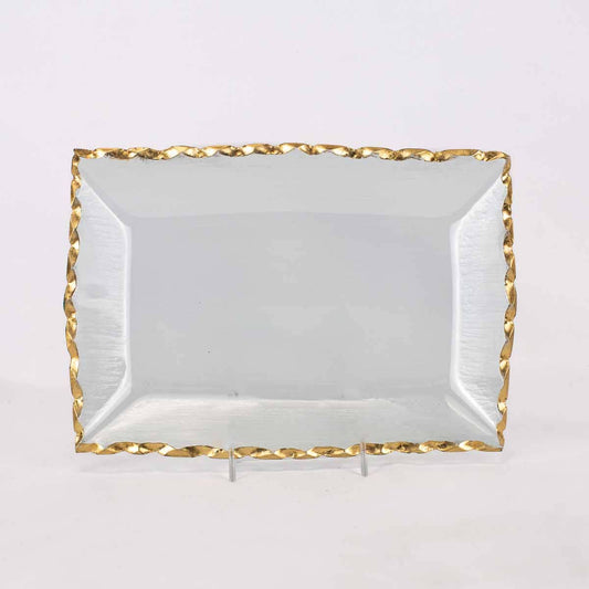 Seward Rectangle Serving Tray - Clear + Gold