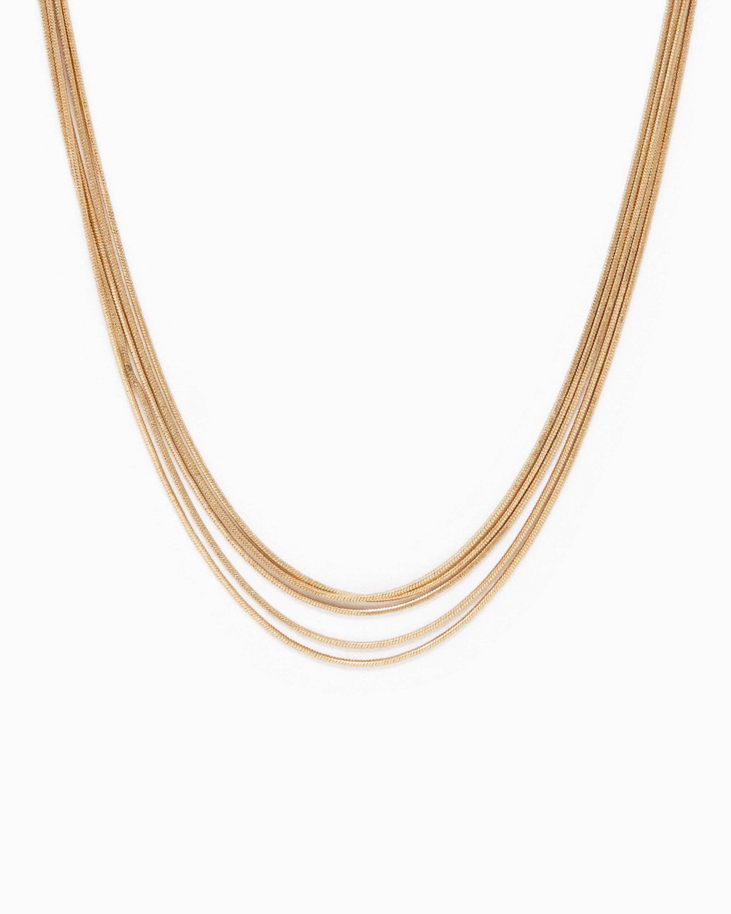 Five Layered Round Snake Chain Necklace: Gold