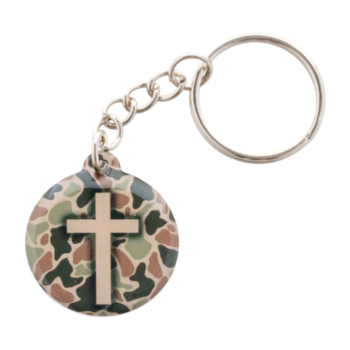 Acrylic Keychain - River Rock Camo + Cross
