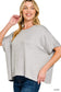 Ribbed Stripe Oversized Short Sleeve Top - Sleet