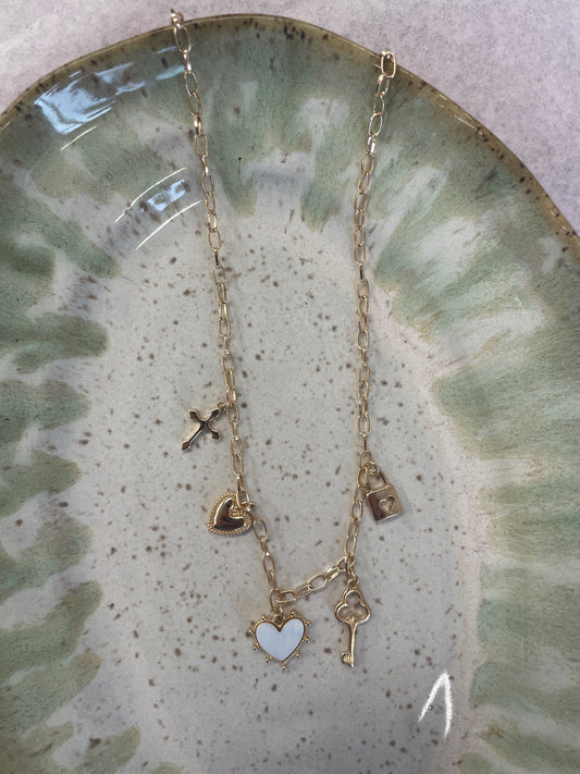 Locked Heart Charm Necklace