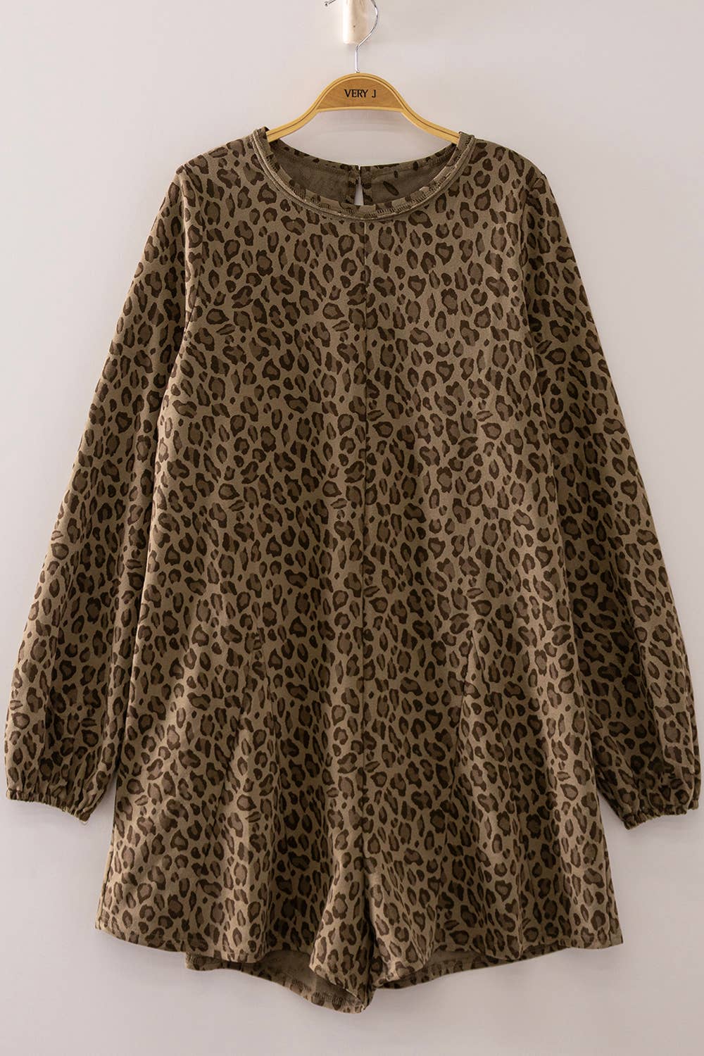 Leopard Print Long Sleeve Romper