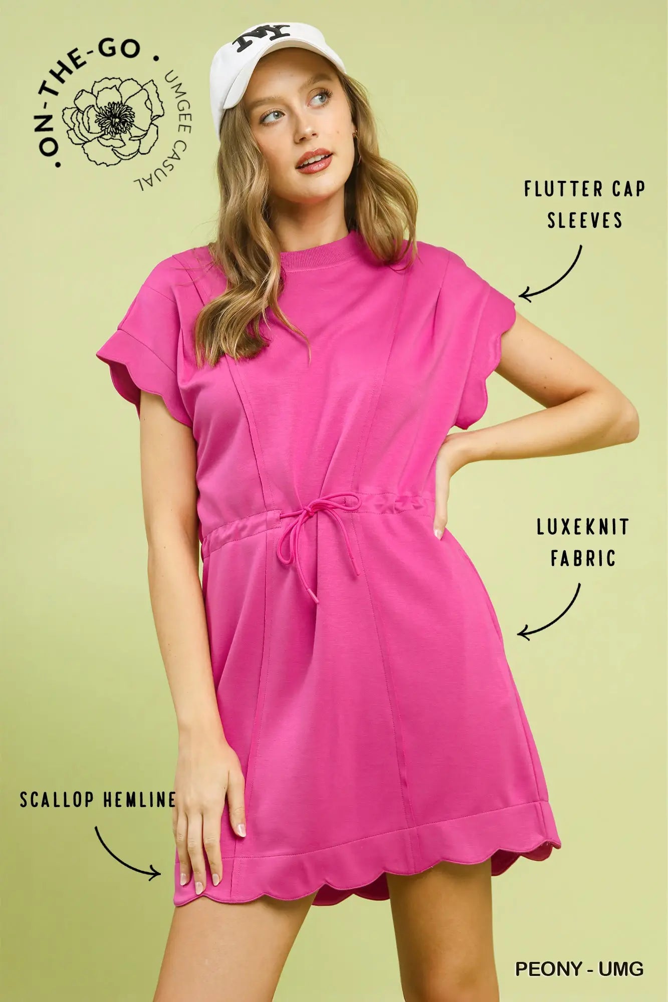 Peony Pink Scallop Knit Dress
