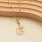 Genuine Stone Pendent W/ Cross Charm Necklace - Snow White