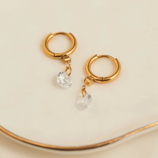 Gold Drop Huggie Hoop