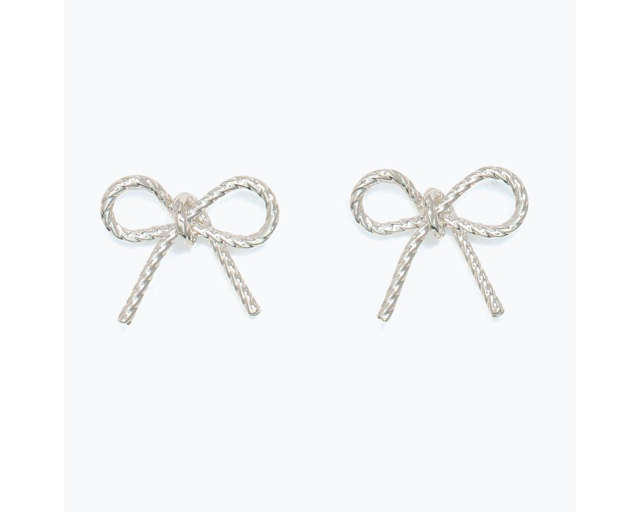 Silver Rope Bow Earrings