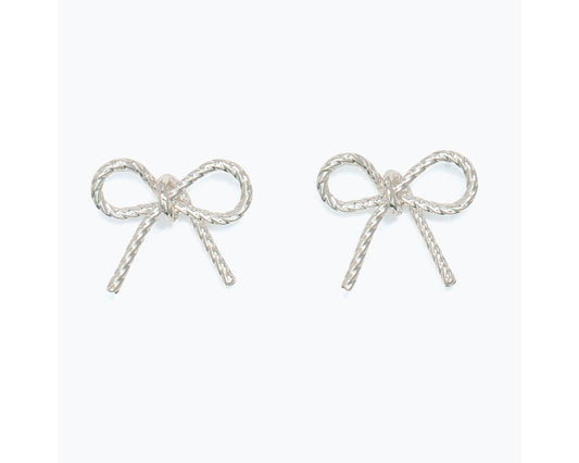 Silver Rope Bow Earrings