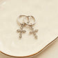 Cera Silver Pave Cross Earrings