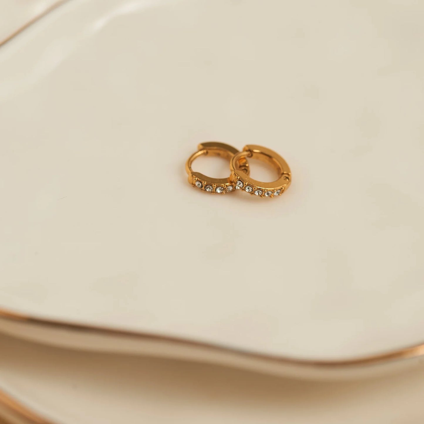 Pave Huggie Gold Hoop