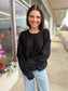 Black Reverse Seam Long Sleeve Top