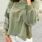 Floral Plaid Mixed Sleeve Top