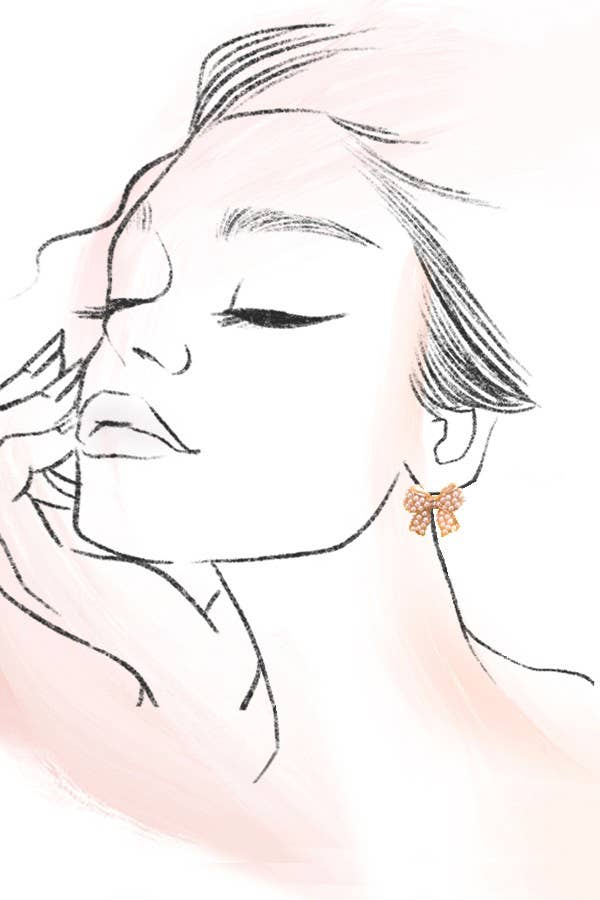 MINI PEARL BOW RIBBON GOLD EARRINGS | Gold