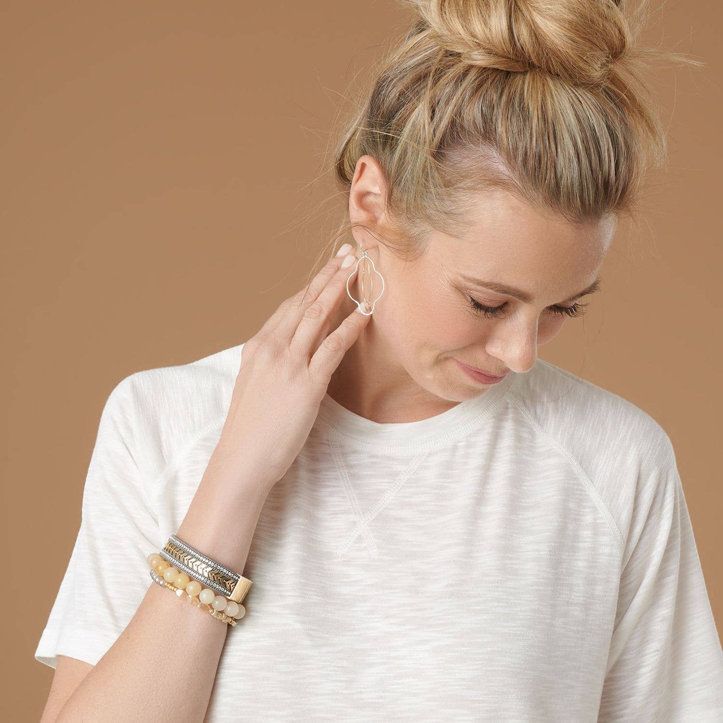 Double Splendid Mixed Metal Dangle Earrings