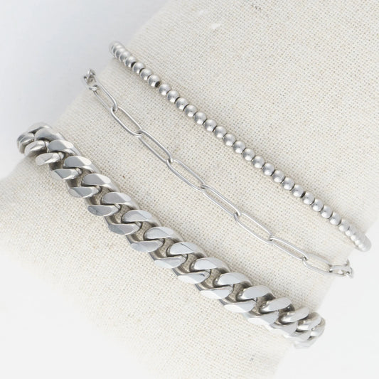 Silver Curb Chunky Fargo Bracelet