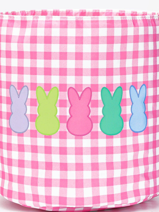 Girls Rabbit Print Checked Easter Basket