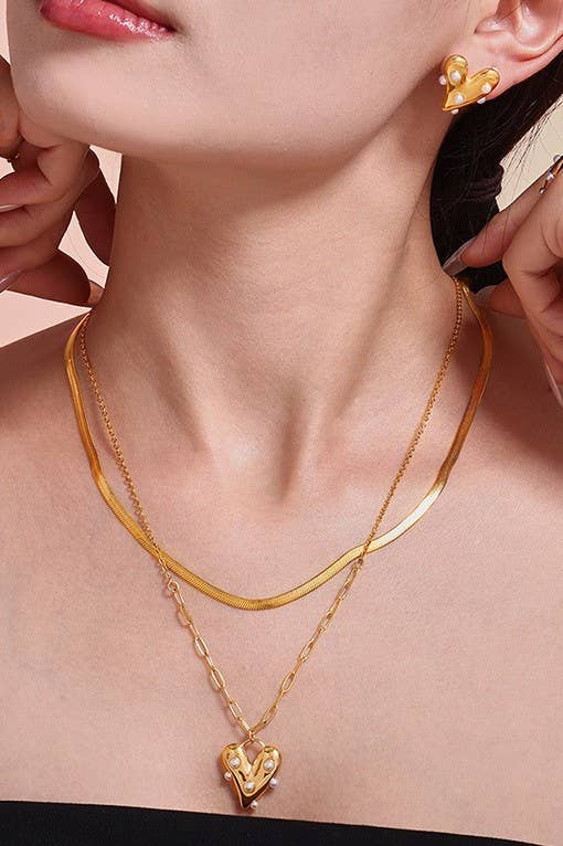 18K STAINLESS STEEL TARNISH FREE HEART NECKLACE | GOLD
