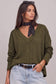 Olive Open Weave V-Neck Top