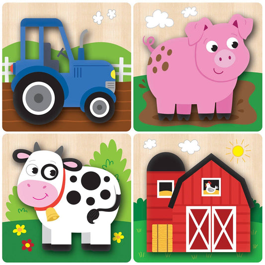 Farm Chunky Wood Puzzles - Kids 4 Pack