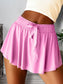 Drawstring High Waist Lined Tennis Skorts - Pink