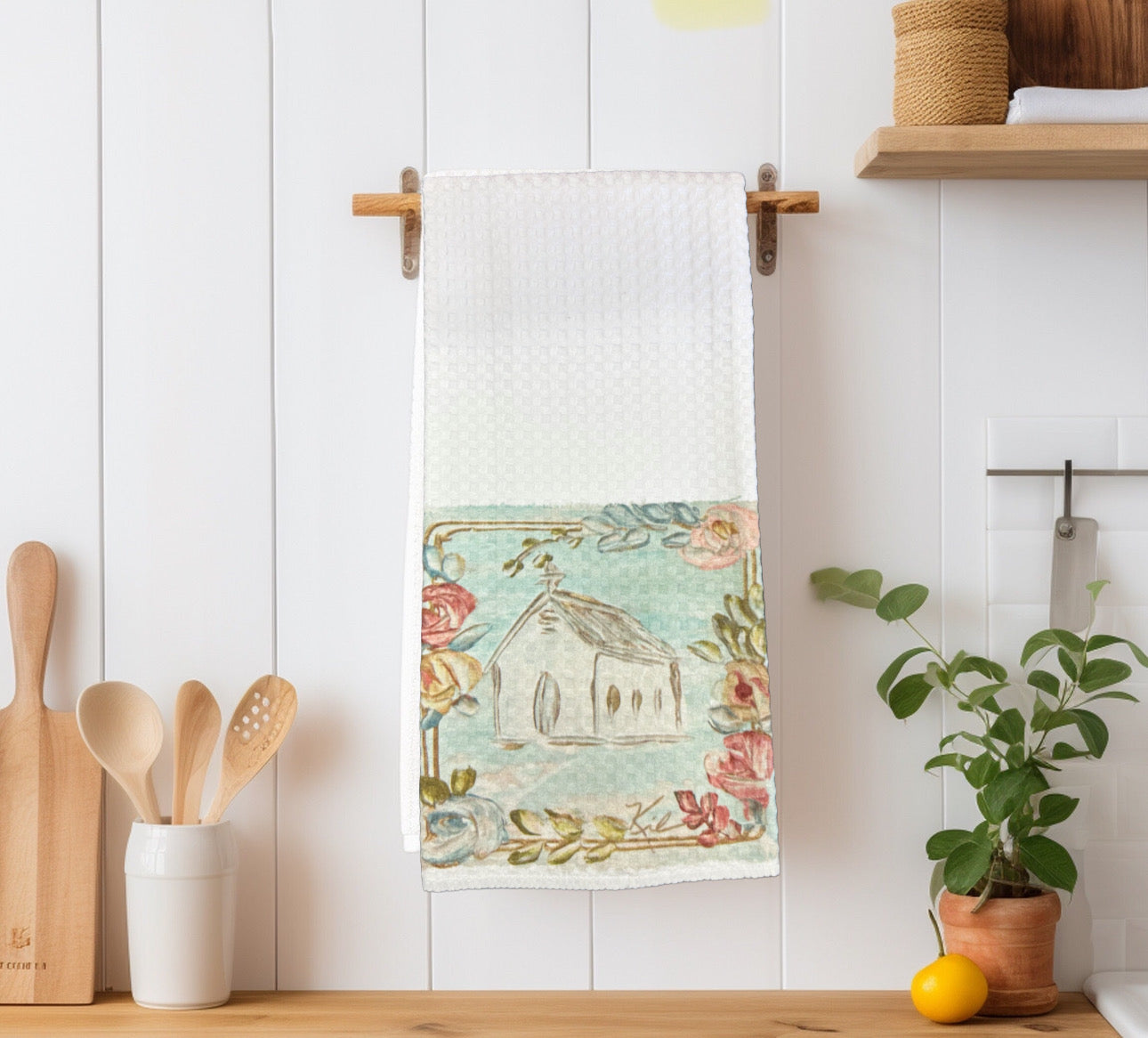 Little White Church Tea Towel
