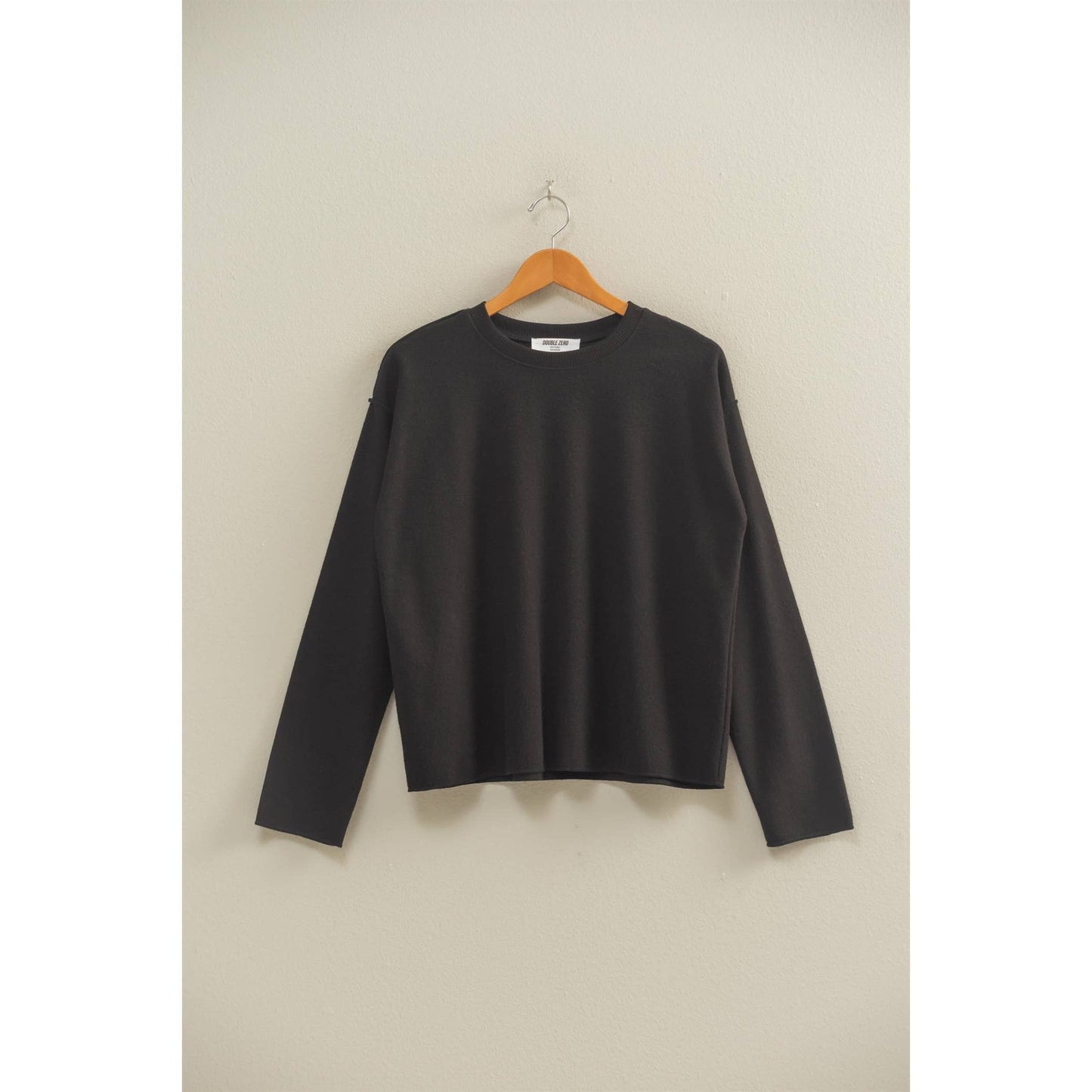 Black Reverse Seam Long Sleeve Top