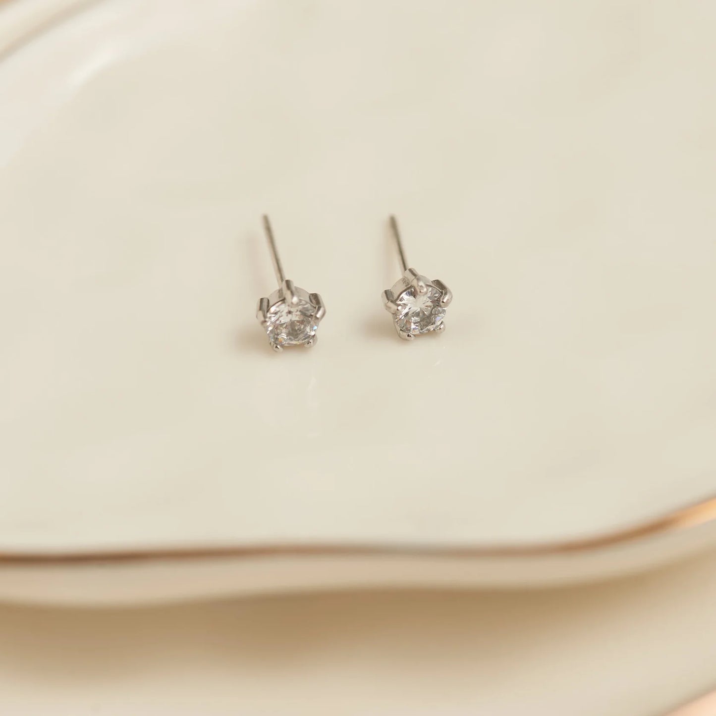 4MM Round Cubic Silver Stud