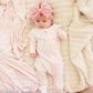 Pearl Pink Bamboo Waffle Zipper Ruffle Footie