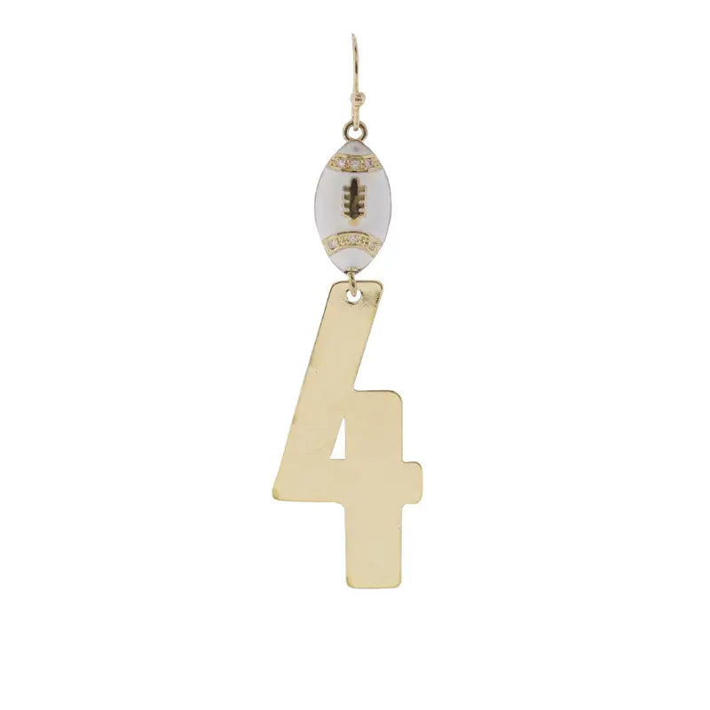 Number 4 Football Earring
