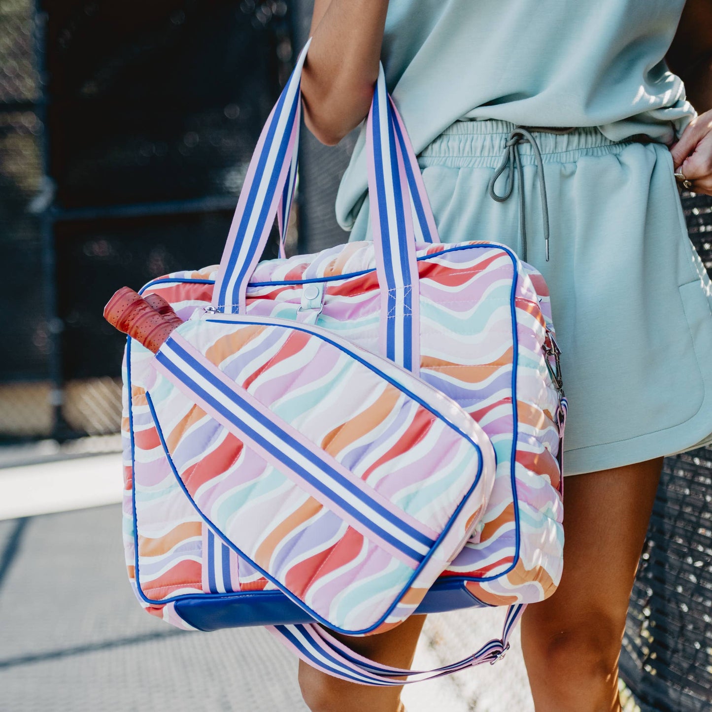 Retro Wave Colors Cute Pickleball Bag: Multicolored
