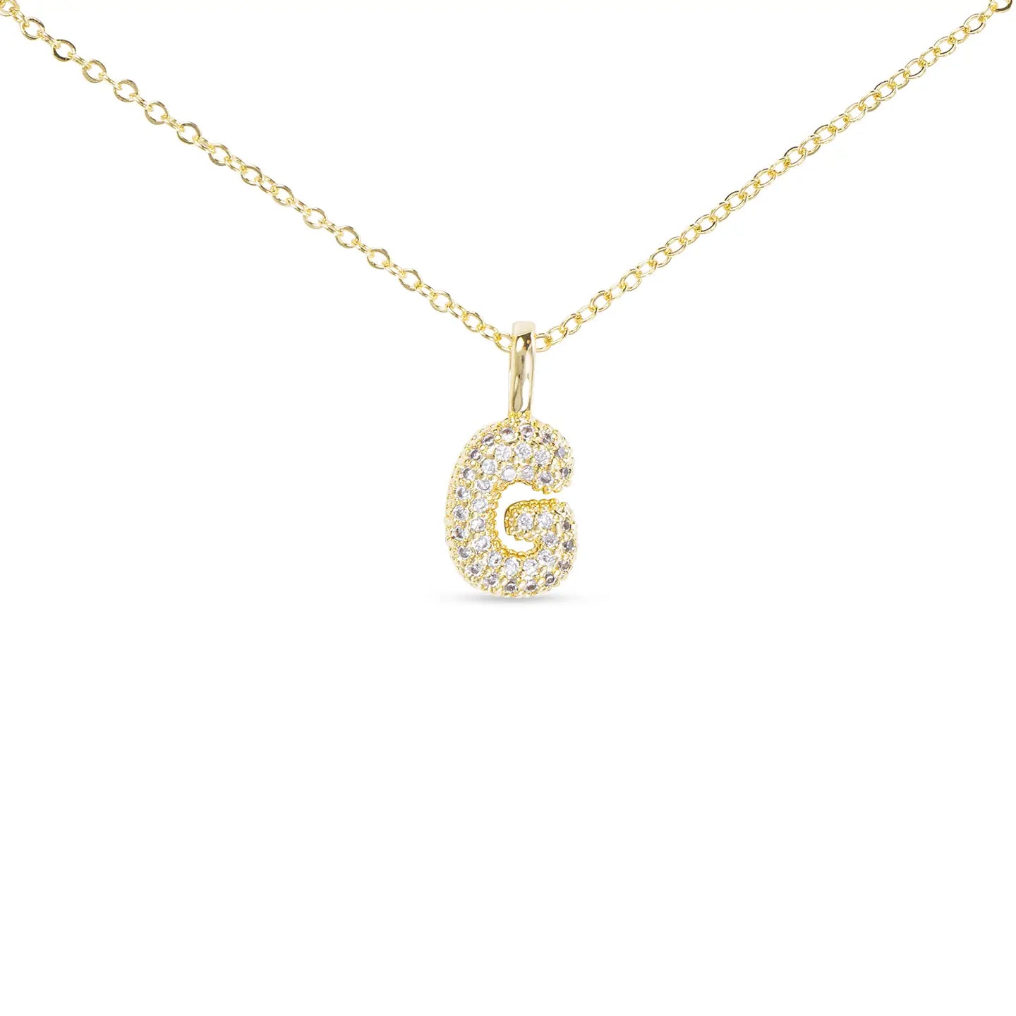 Gold CZ Large - Initial Necklaces