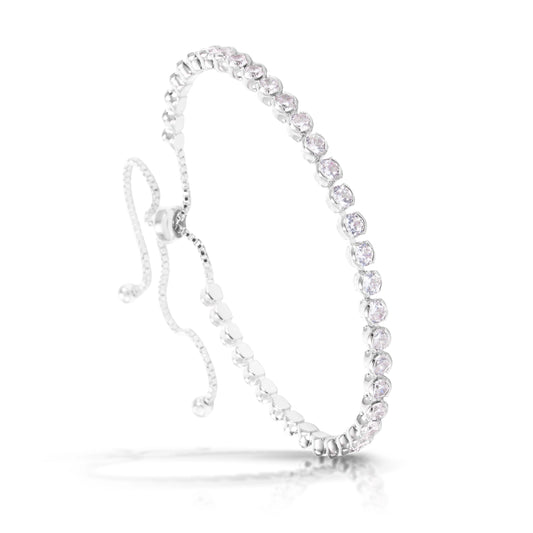 Ice Blu Bezel Set Pull-Cord Bracelet
