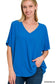 Airflow V-Neck Top - Ocean Blue