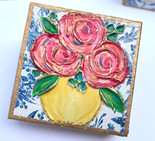 Chinoiserie Floral block |  botanicals blue white bridal tea