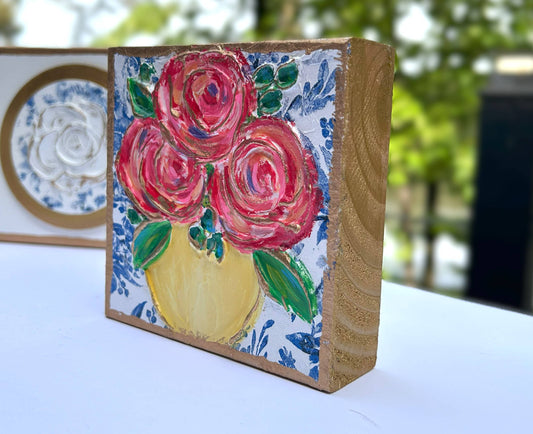 Chinoiserie Floral block |  botanicals blue white bridal tea