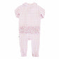 Rosey Gingham Peter Pan Collar Ruffle Zipper Footie