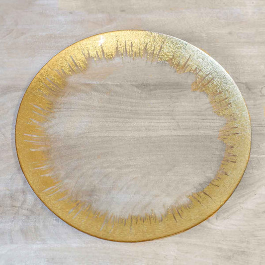 Naples Glass Platter - Clear + Gold