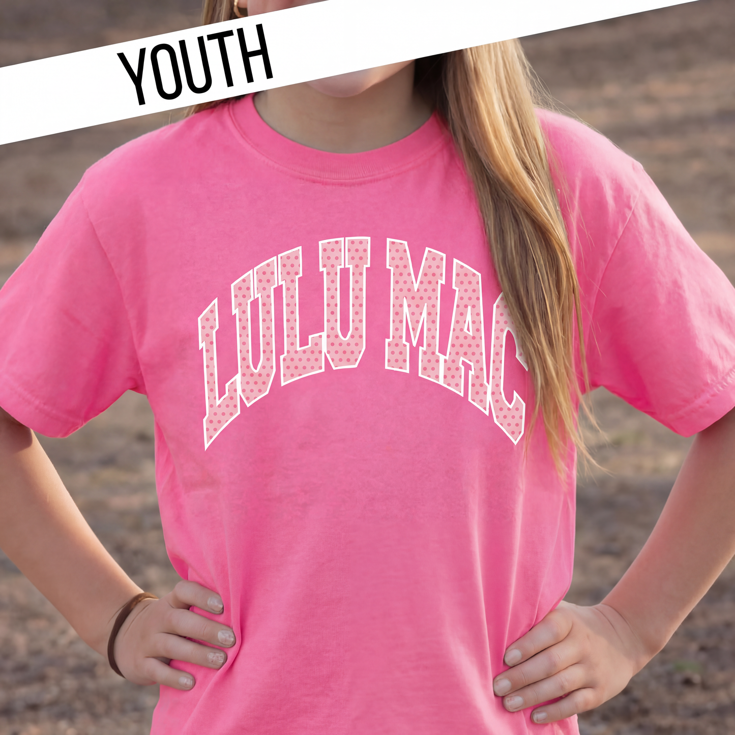 Youth Lulu Mac Neon Pink + Polka Dot Tee