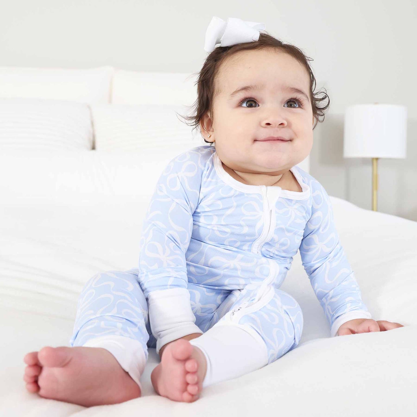 Blue-tiful Bows Convertible Zip Romper