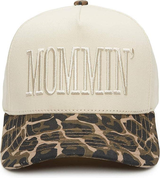 Embroidered Cap: Mommin - Leopard/Beige