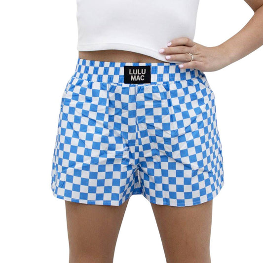 BLUE WHITE CHECK BOXER SHORT