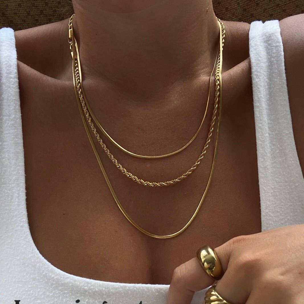 18K STAINLESS STEEL TARNISH FREE LAYERED NECKLACE | GOLD