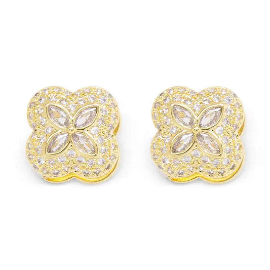 Gold Clover Huggie Earrings