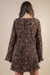 Mocha Leopard Printed Pleated Mini Dress