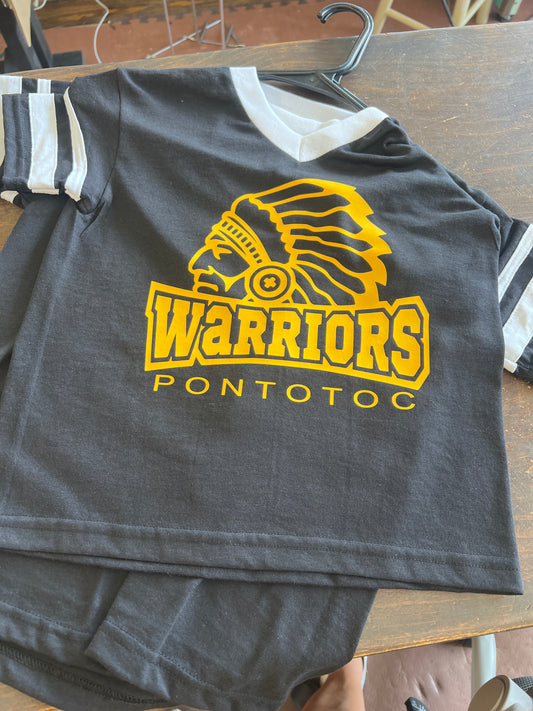 Black Youth Warrior Head Jersey w/ White Trim