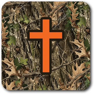 Tap to Pray - Vinyl Sticker - Evergreen Camo + Cross