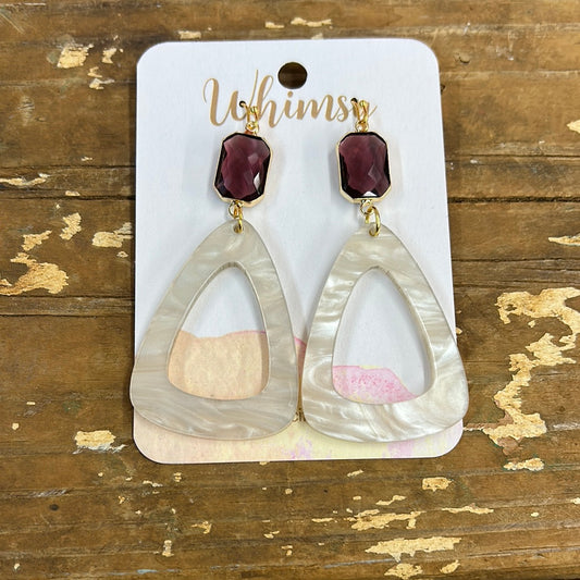 Dark Purple Diamond Earrings