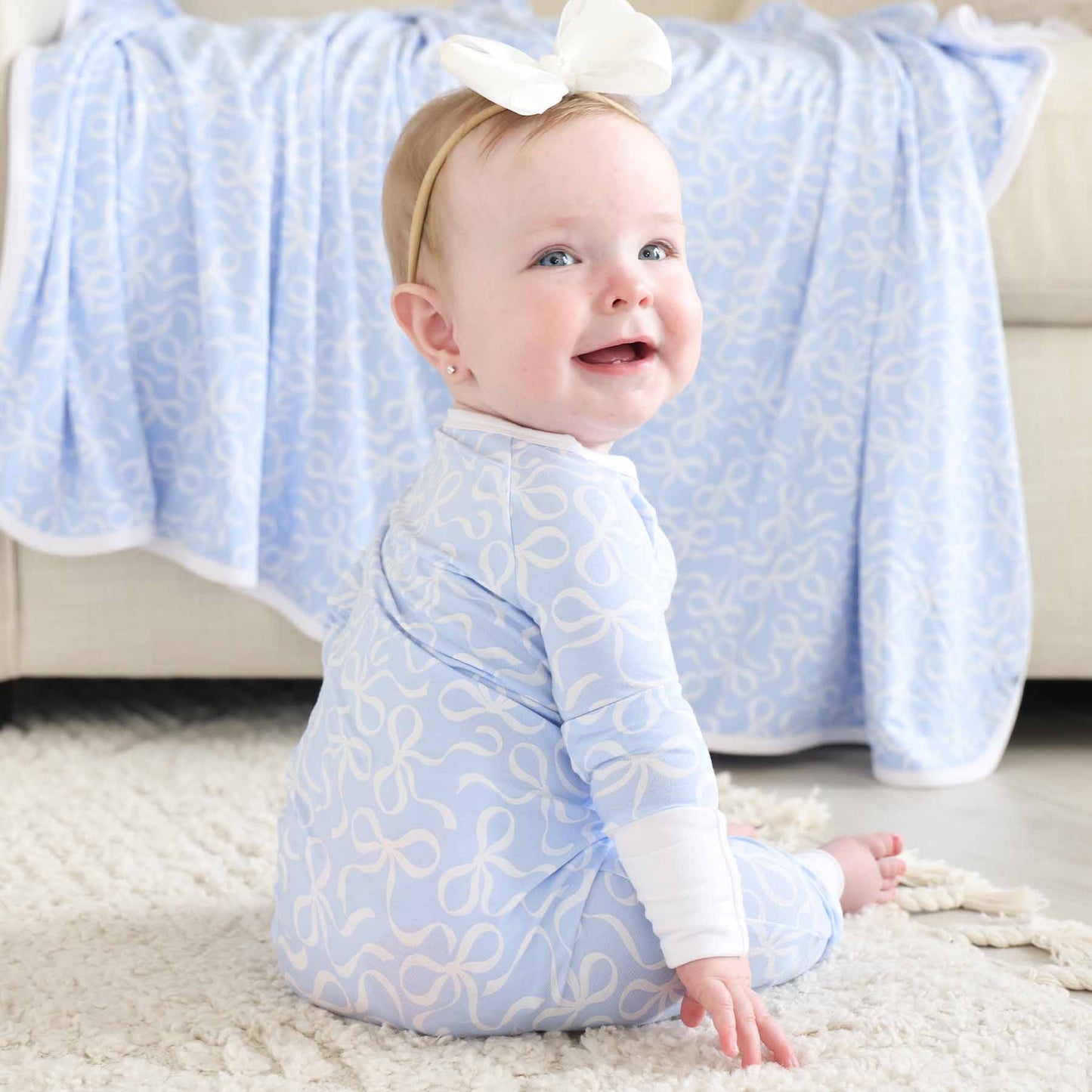 Blue-tiful Bows Convertible Zip Romper