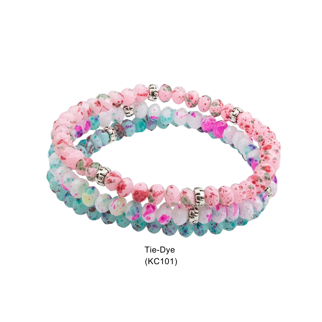 Kids Mini Crystal Stretch Bracelet Set - Tie-Dye