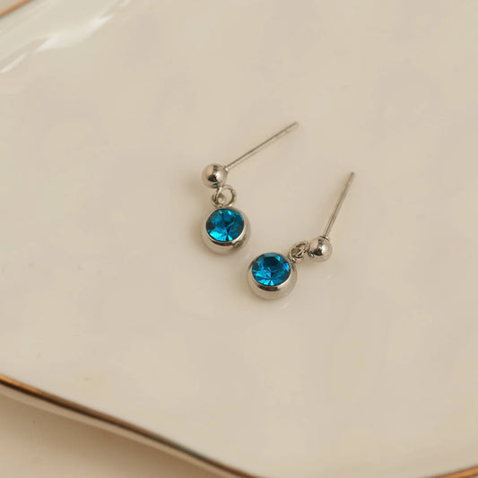 Aqua Marine Dangle Studs